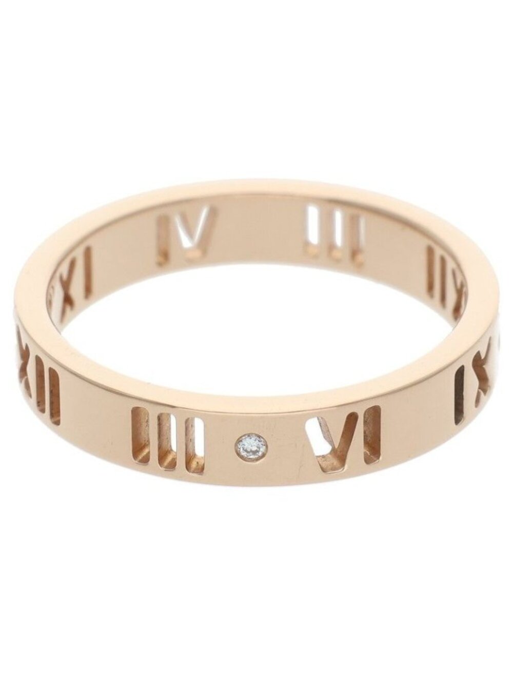 Tiffany & Co Pierced Atlas Ring 18k Pink Gold Diamond
